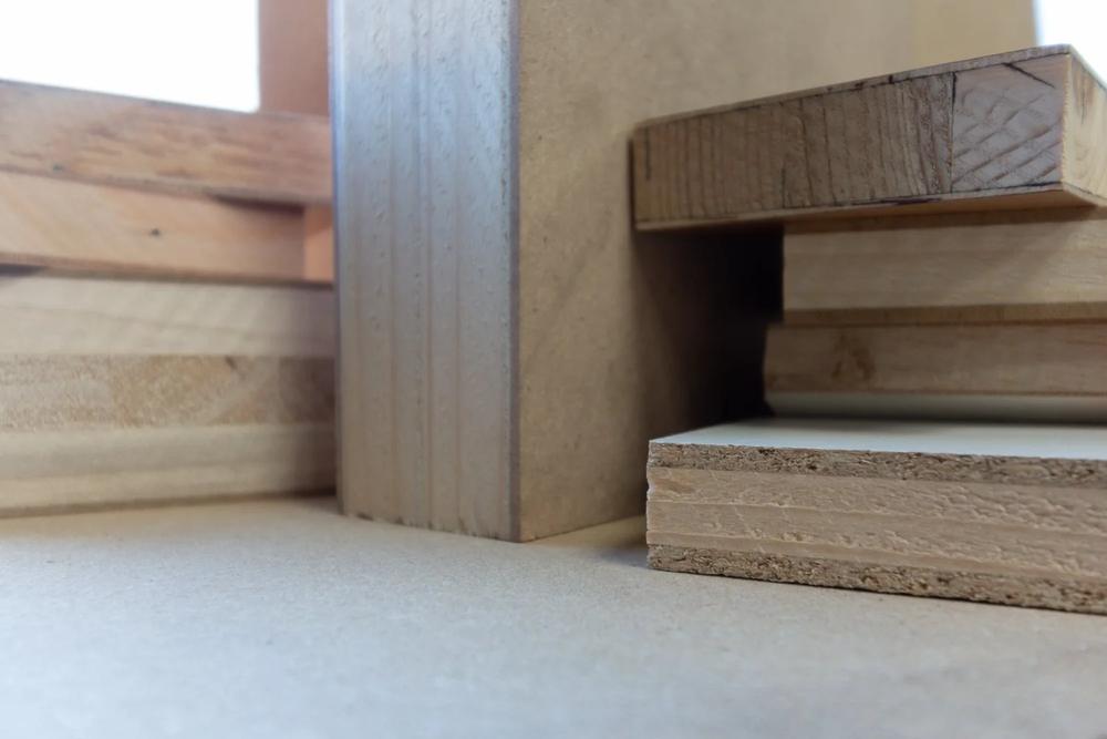 Blockboard panels showing the lumber core